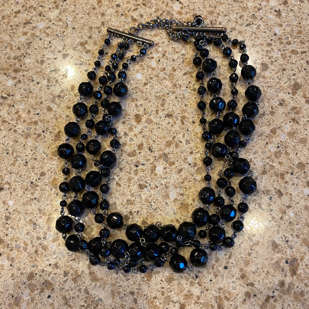 Multi strand black bead necklace